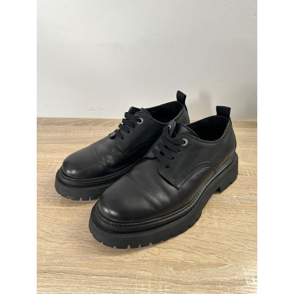 COS Black Chunky Leather Derby Shoes Lug Sole Oxfords Made in Portugal Size 41